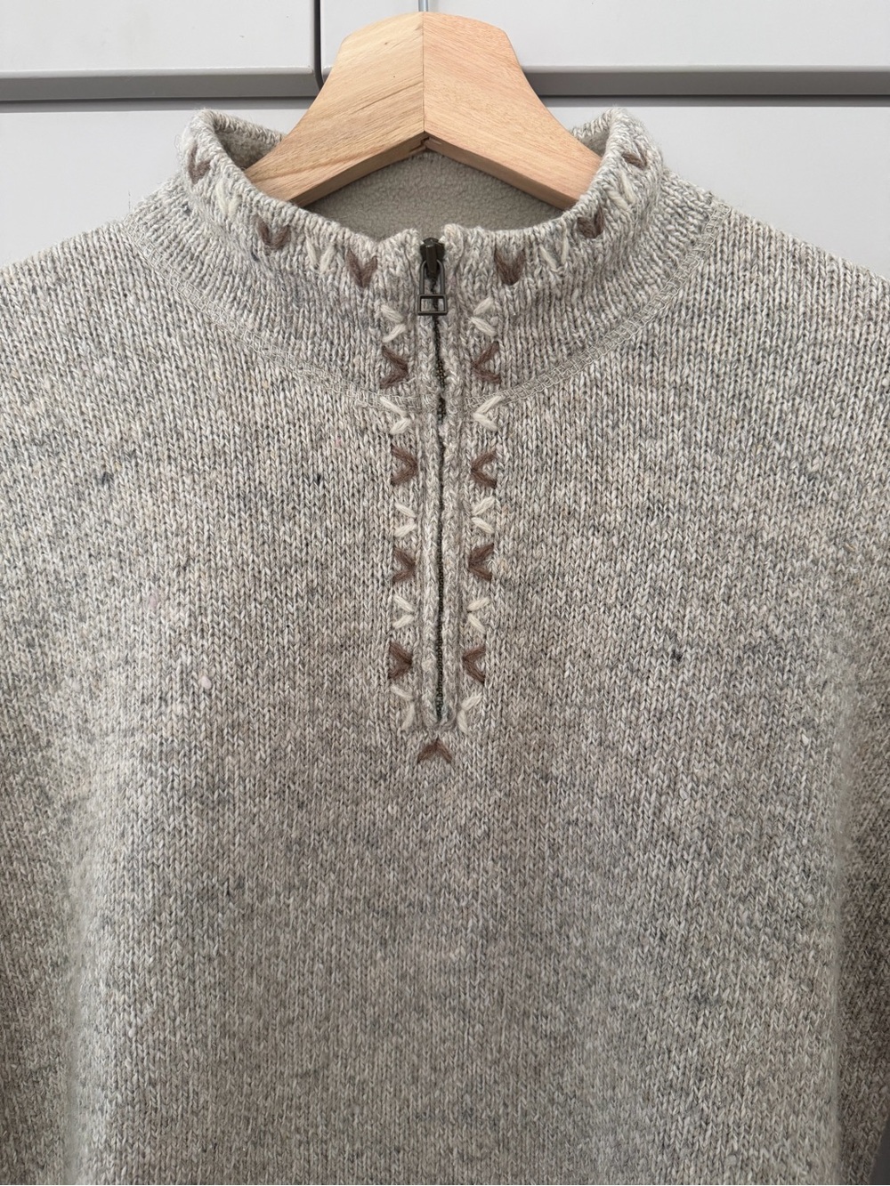 Woolrich Women's 1/4 Zip Wool Blend Sweater | British Tan, Size S